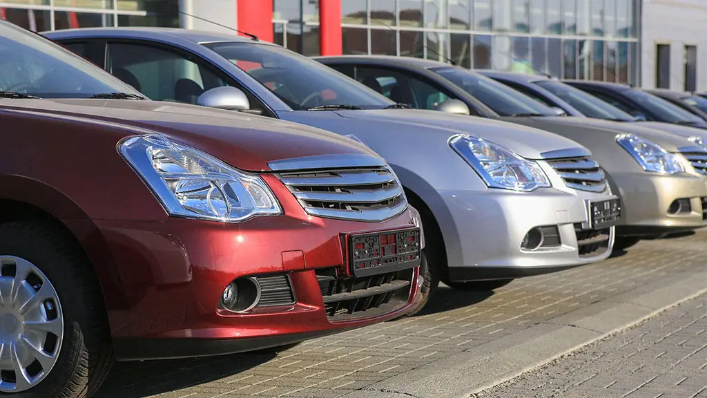 Rental vehicles lined up on the forecourt